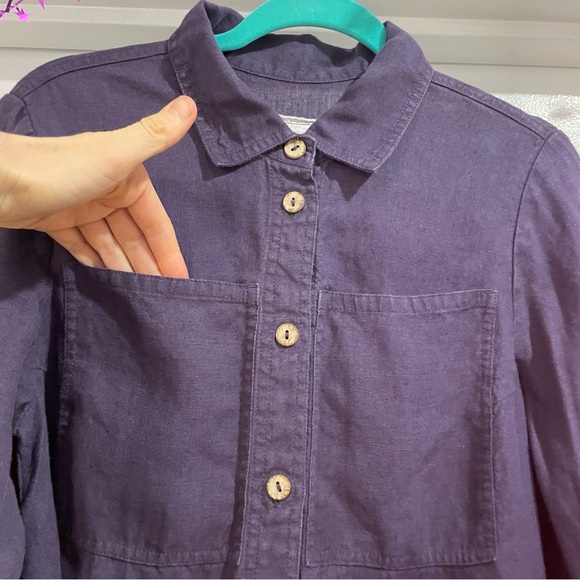 Cropped swingy linen button-up shirt - Ljubljana - Picture 4 of 8